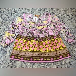 Apple Bottoms Pink and Yellow Patterned Top